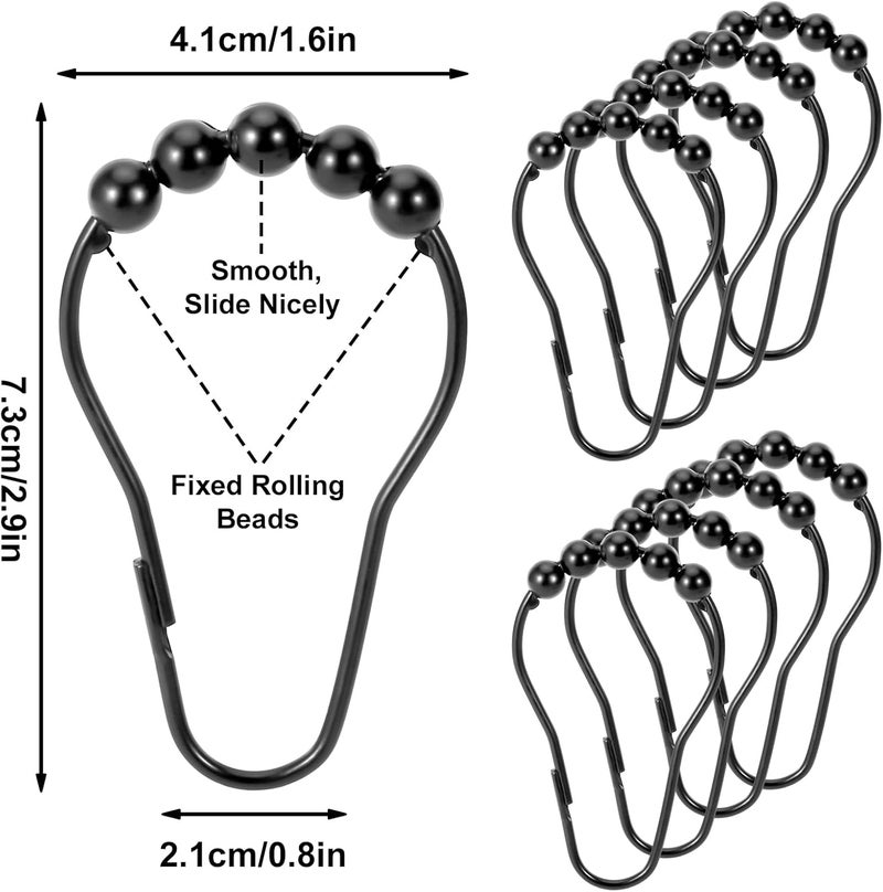 LifHap Shower Curtain Rings,Shower Curtain Hooks,Rust Proof Secure Lock Ring Clips for Hanging Bathroom Curtain (Black Pear-Shape) - Image 5
